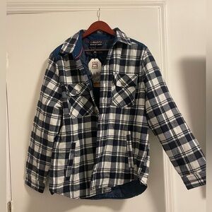 Schneider Navy and White Checkered Shirt Jacket